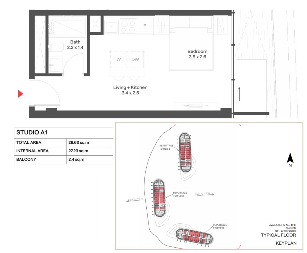 Sea View Studio apartments for Sale in Sea Breeze – Reportage Heights